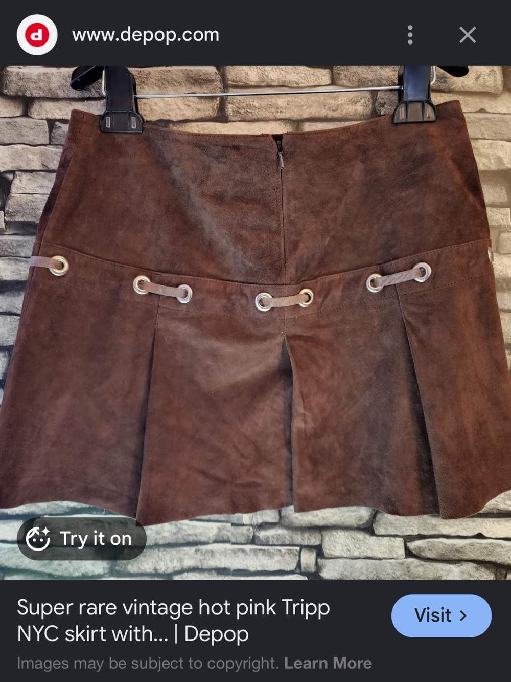 Tripp NYC Brown Suede Mini Skirt with Grommet Detail